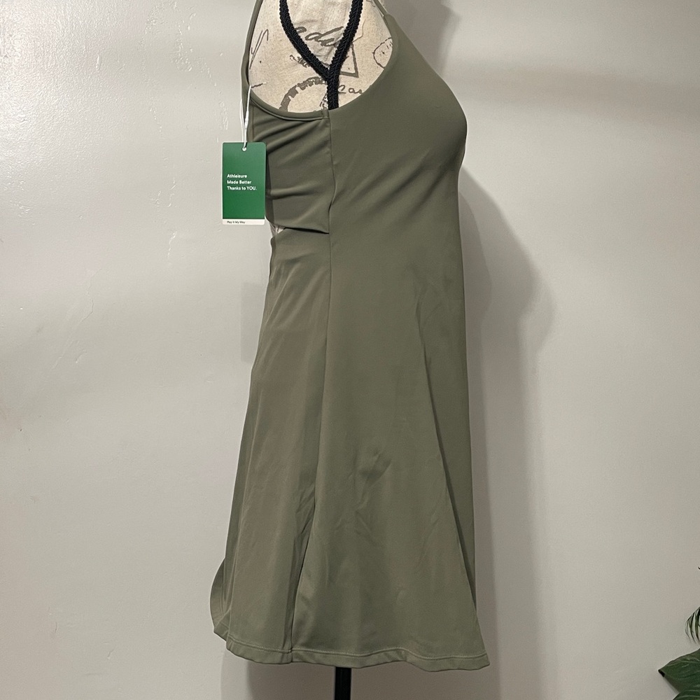 Olive Green Women's Halara dress with shorts - Picture 3 of 13